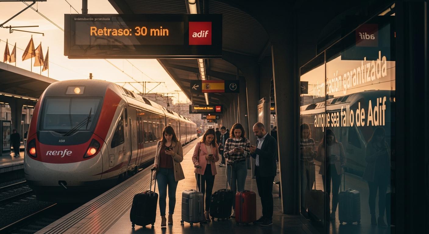 Retrasos en tren en España: las compañías deberán indemnizarte incluso si el fallo es de Adif