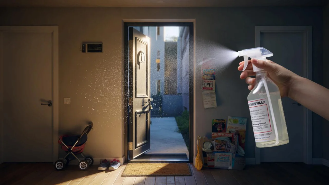 Homeowners quietly spray vinegar on front doors for reasons that shock even cleaning experts