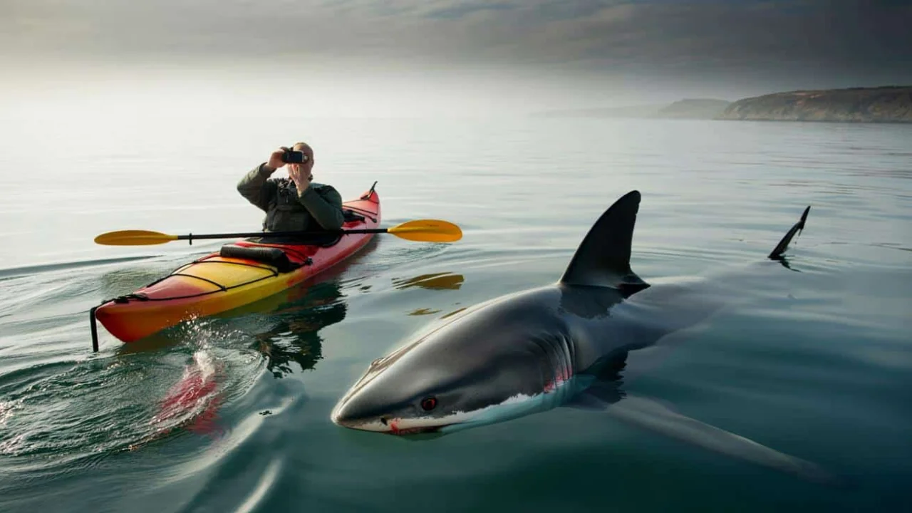 Kayaker films great white shark stalking him in terrifying close encounter off California coast