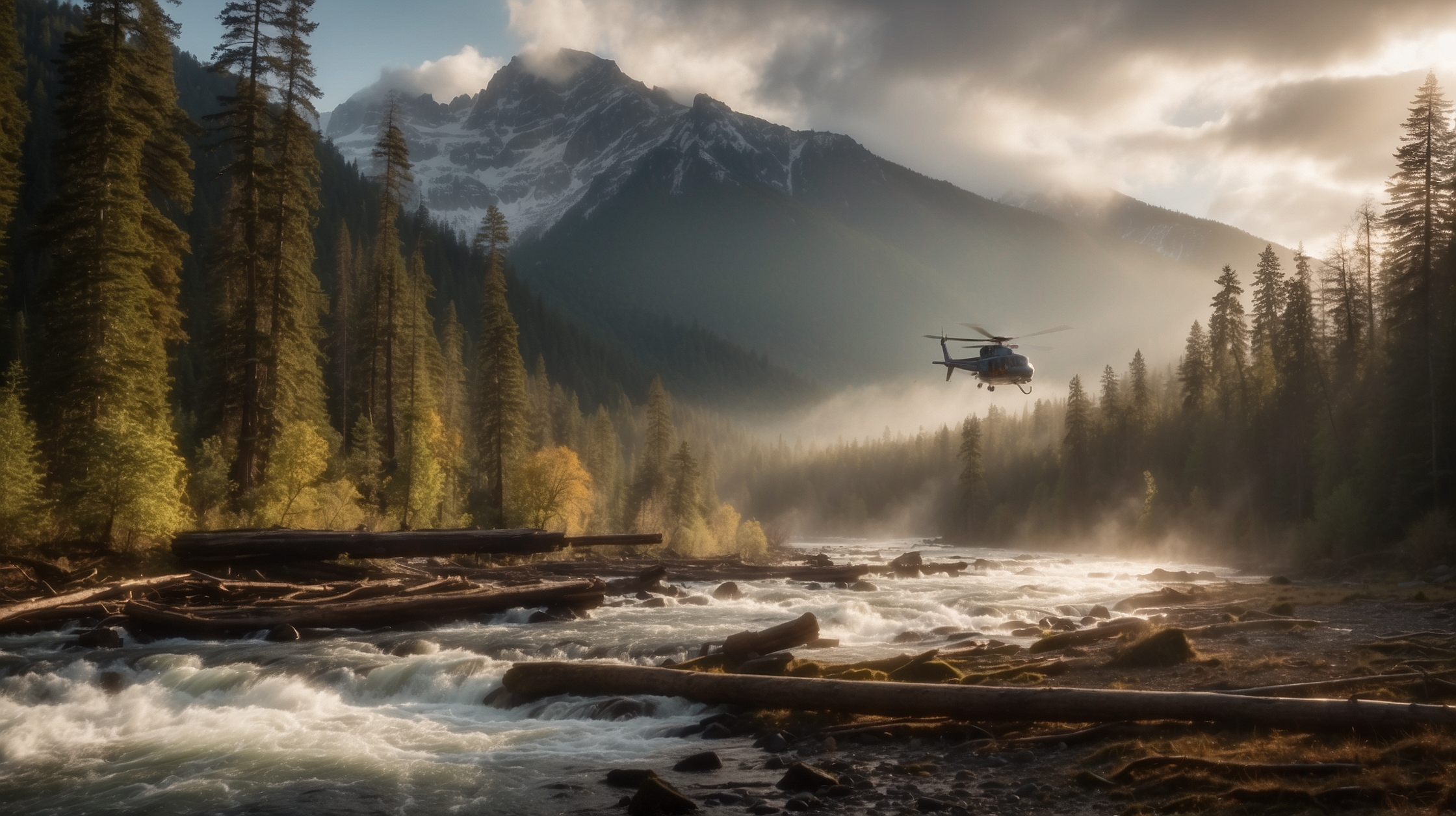 Por qué helicópteros están arrojando troncos a ríos de EE.UU.: un plan vital con 6.000 árboles