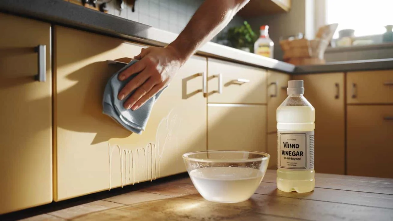 This forgotten kitchen liquid turns grimy cabinets smooth and shiny without scrubbing
