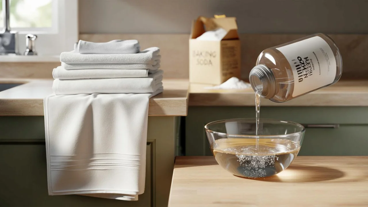 This friend quietly revealed why baking soda ruins white kitchen towels and changed laundry forever