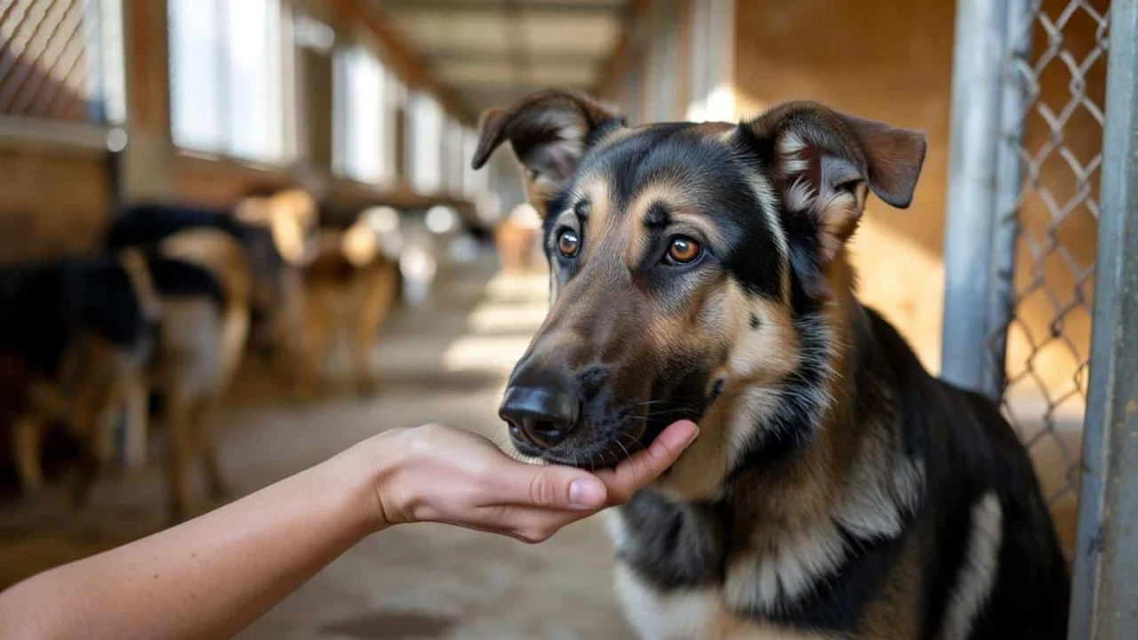 This German shepherd rescue dog’s reaction when someone finally touched her will break your heart