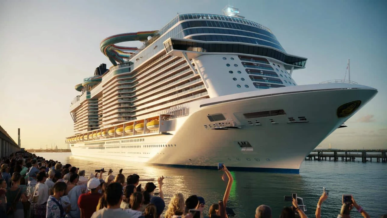 World’s largest cruise ship breaks records as 5,400 passengers board for maiden voyage